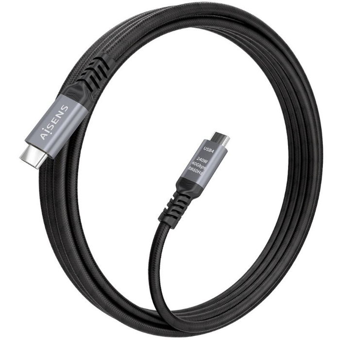 Aisens Cable USB4 Gen 3x2 USB-C a USB-C 240W 40Gbps 2m Negro